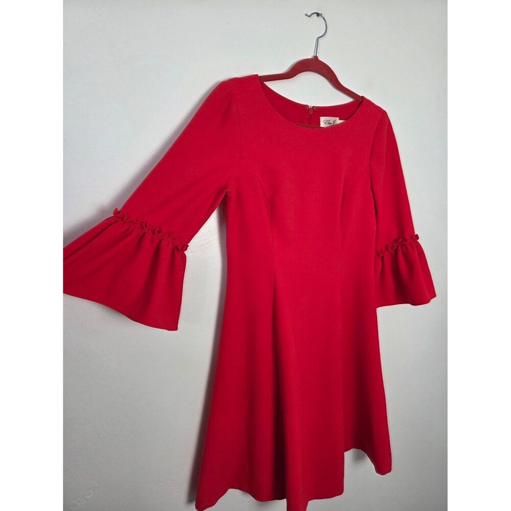 Eliza J Red Cocktail Party Dress Flare Sleeve A-Line Fitted Formal Special Day 8